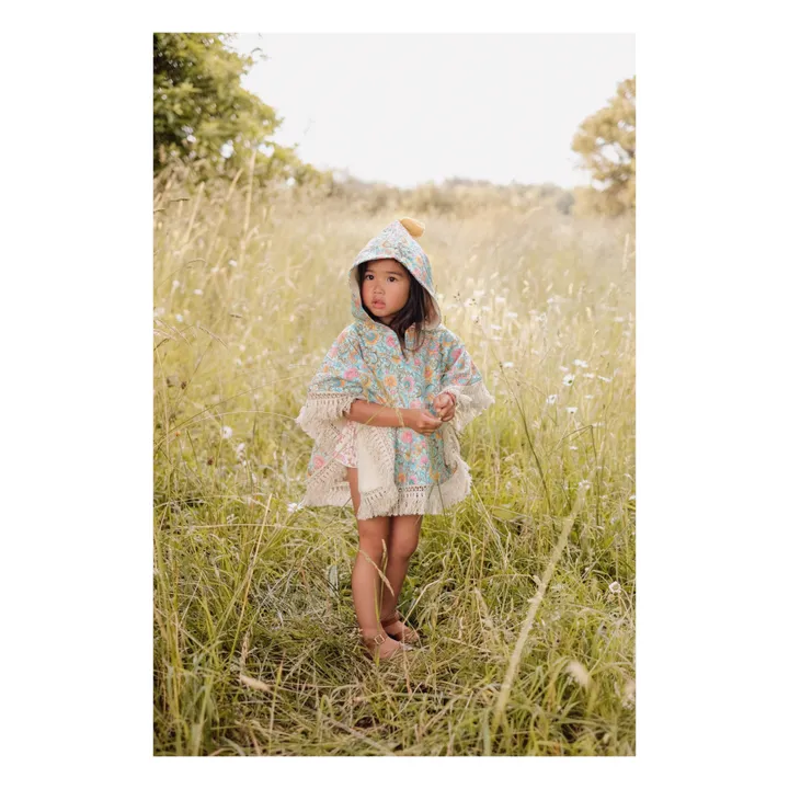 Louise Misha Poncho de bain Mael en coton bio | Vert d'eau