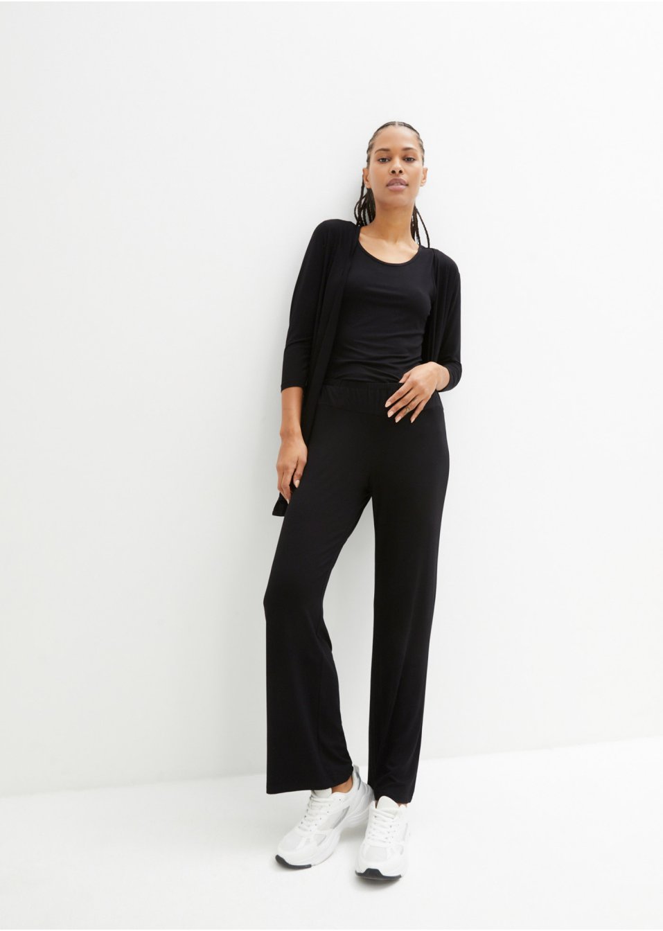Top, gilet 3/4, pantalon (Ens. 3 pces.) avec viscose