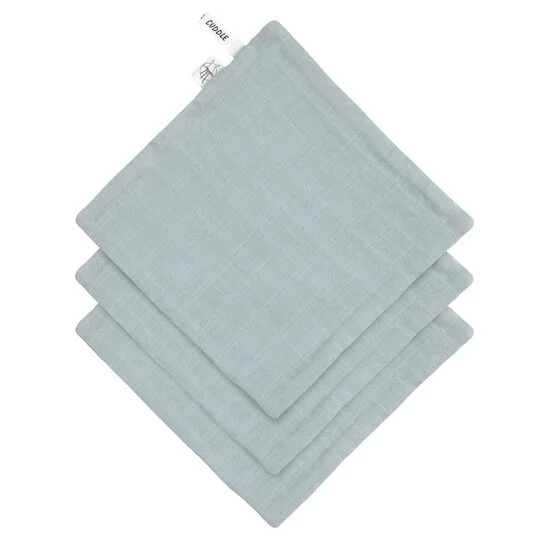 Lot de 3 débarbouillettes en mousseline   Bleu poudré        de               Lässig