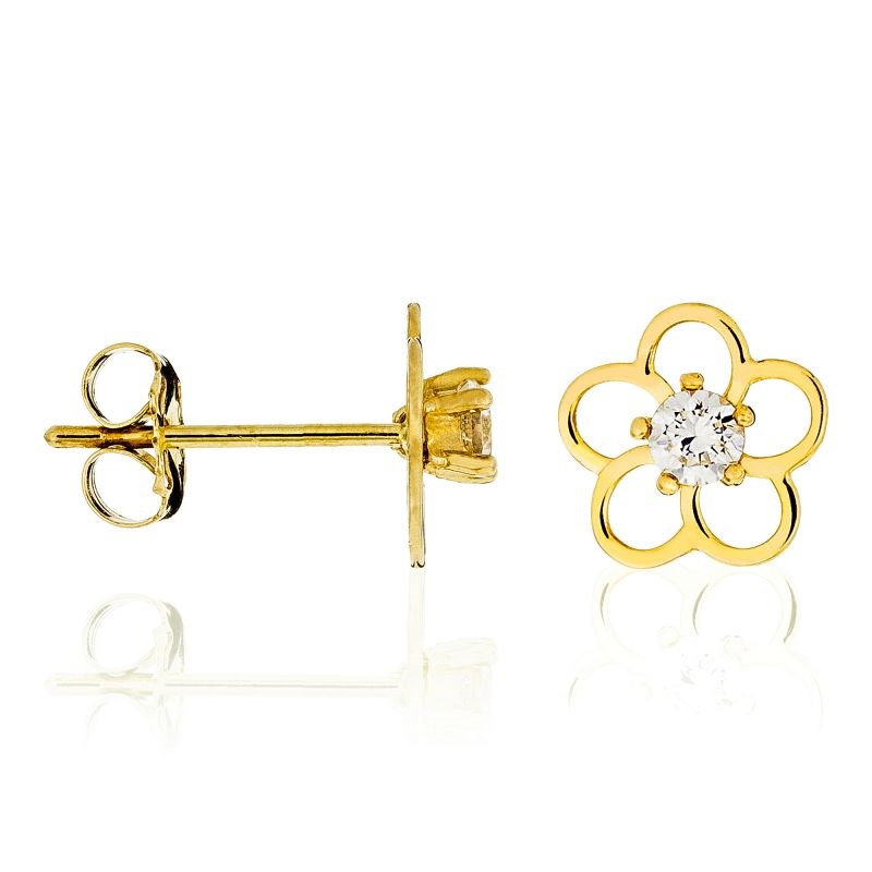 Boucles d'oreilles or jaune et oxydes de zirconium 