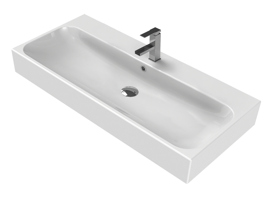 Sanicare Q17 keramische wastafel 101x46.5cm met 1 kraangat wit