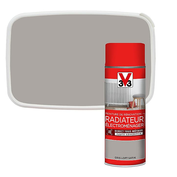 Peinture de rénovation aérosol radiateur électroménager V33 gris loft satin 400ml