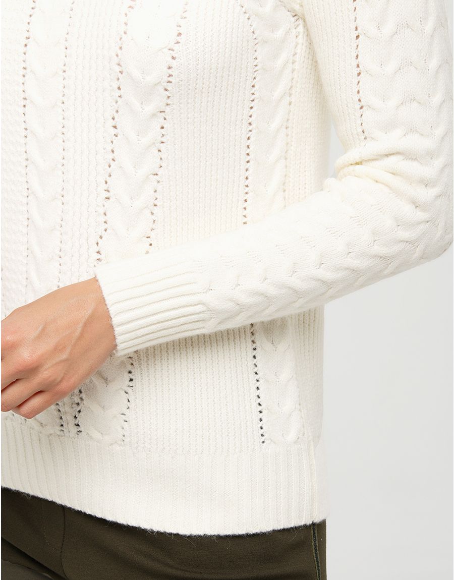 Pull doux écru torsades
