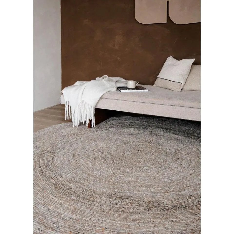 Interieur05 rond vloerkleed Gapo grijs/bruin - 180 x 180 cm