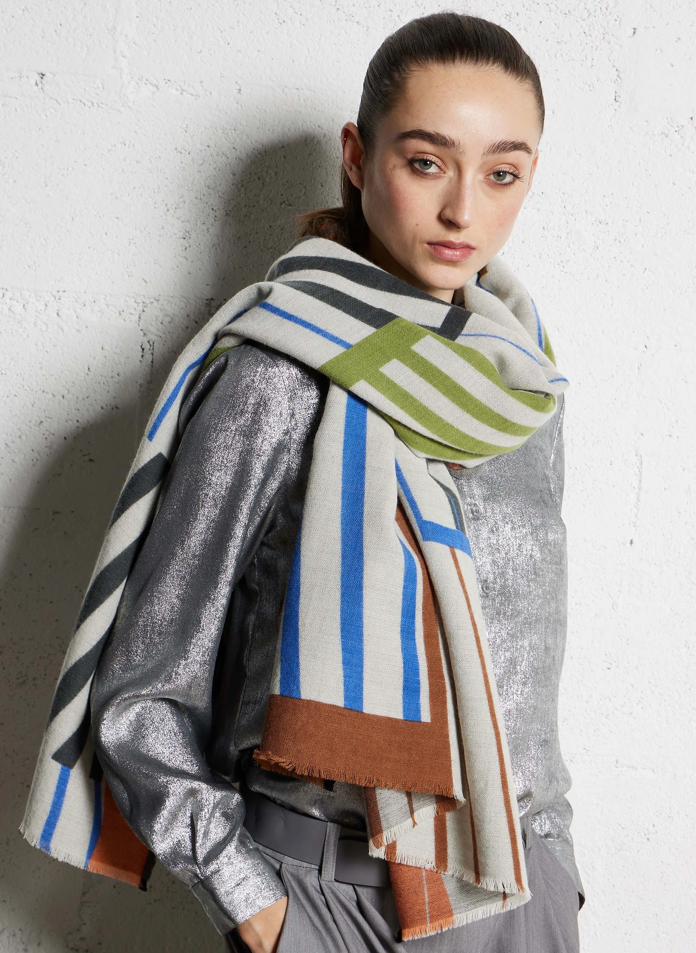 ZENITH - Foulard imprimé en laine| Multicolore