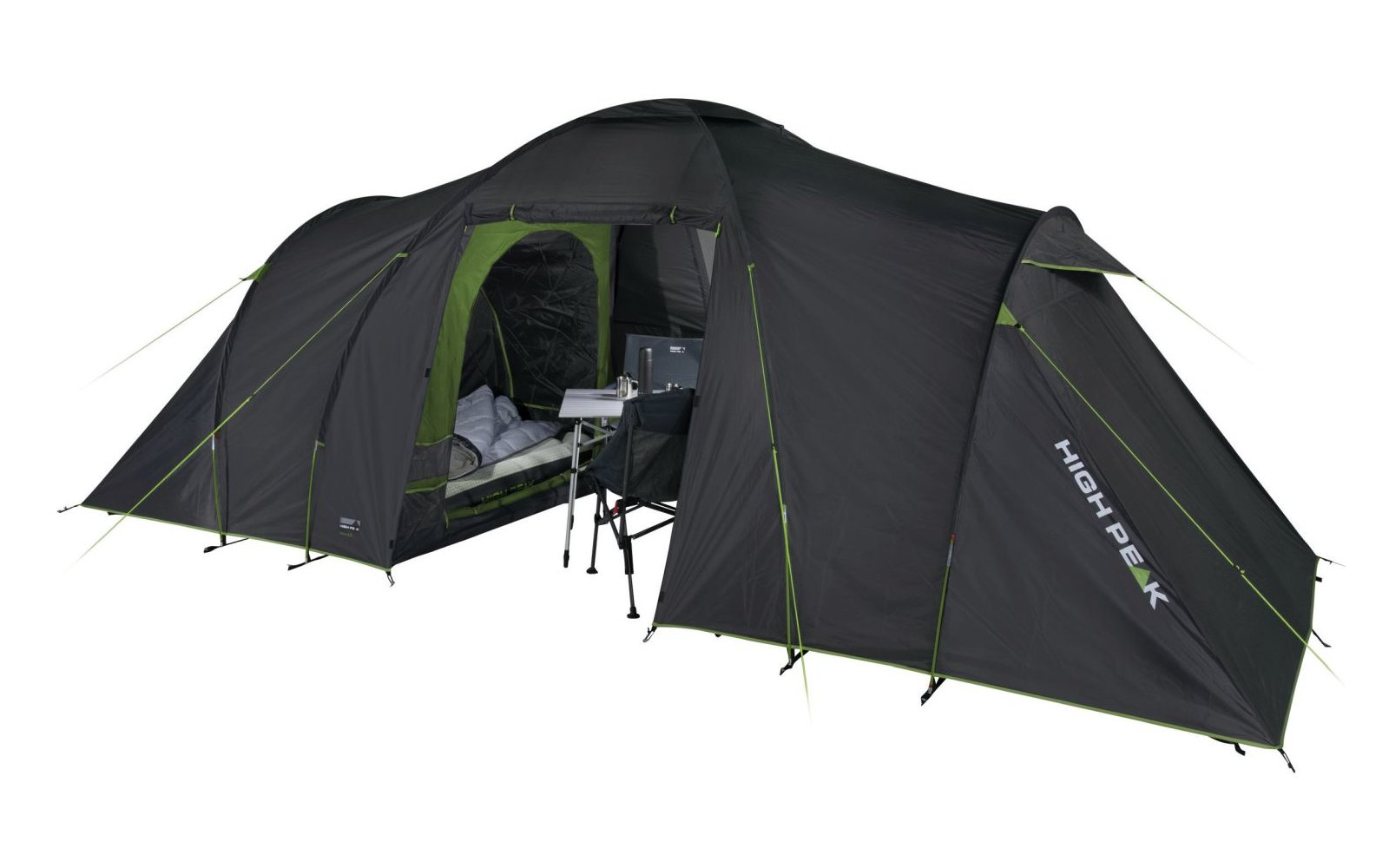 High Peak Como 4.0 Kuppelzelt dunkelgrau/grün 230 x 450 cm für 4 Personen