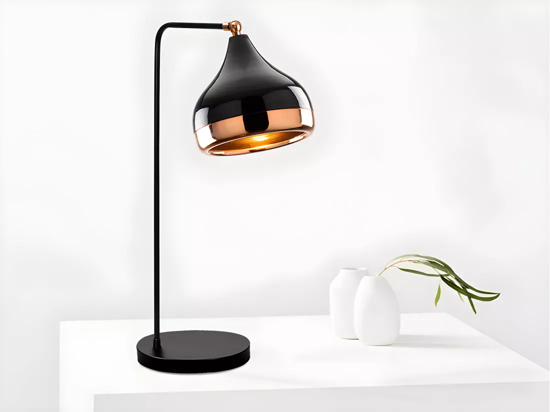 Lampe à poser orientable en métal - D. 17 x H. 52 cm - Noir et cuivré - YILDO