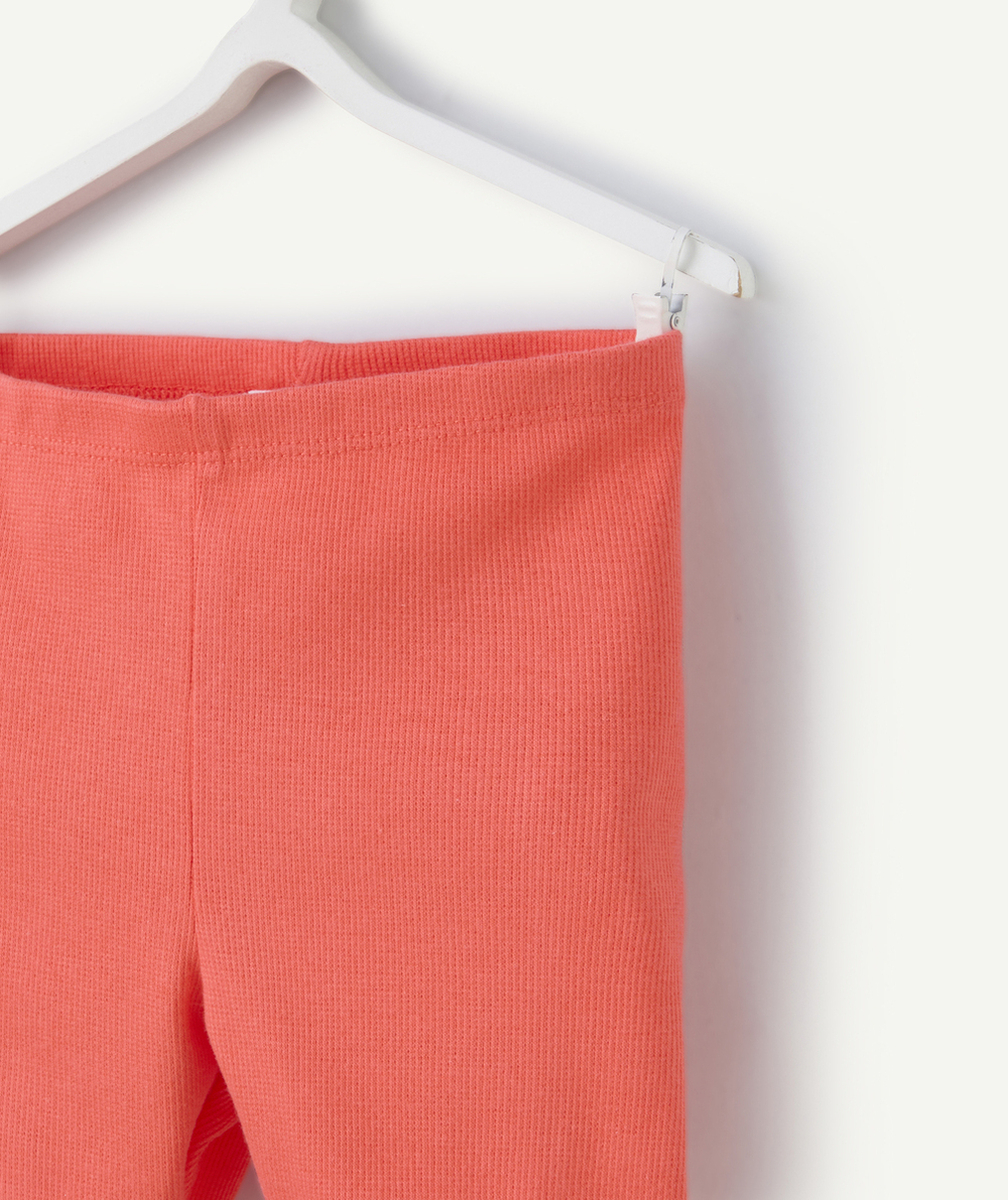 legging court côtelé bébé fille en coton bio corail