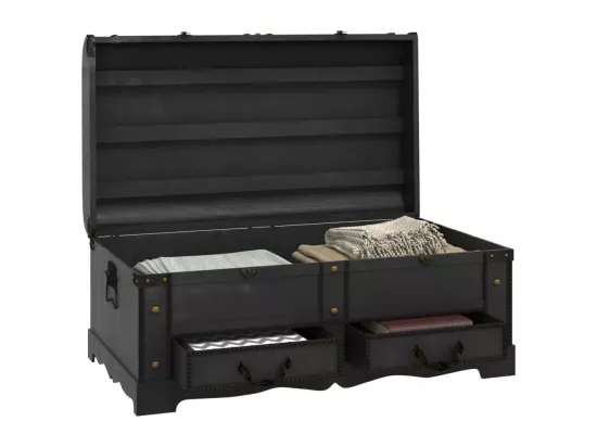 Coffre de rangement en bois Large Noir
