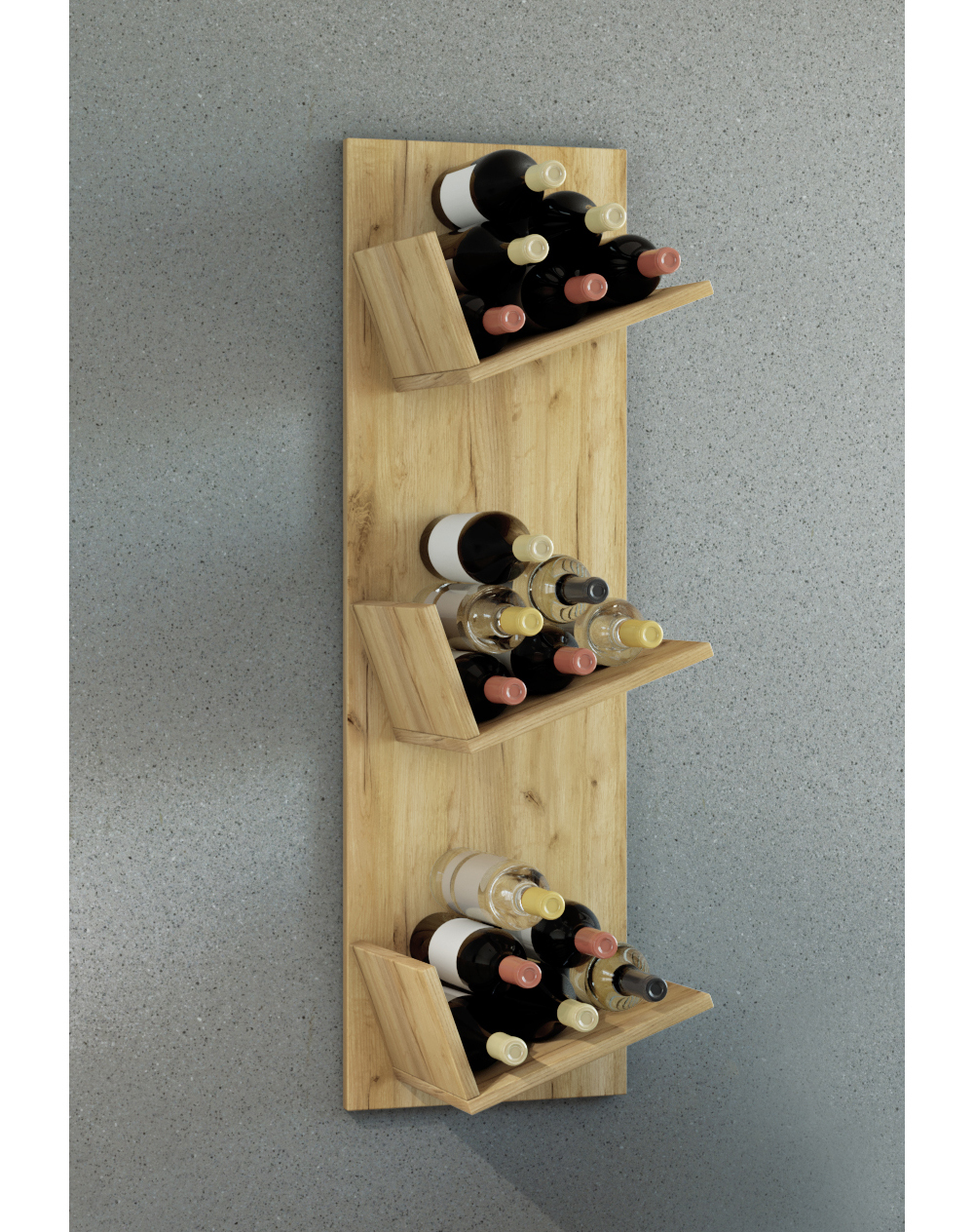 Weinregal VINOSI - Honig-Eiche - 3 Fächer - 33 cm