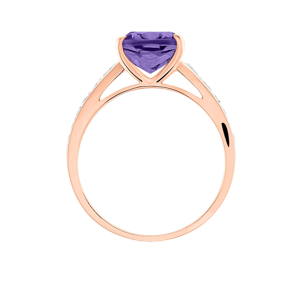 Bague Marie-camille Or Rose Amethyste Et Oxyde De Zirconium