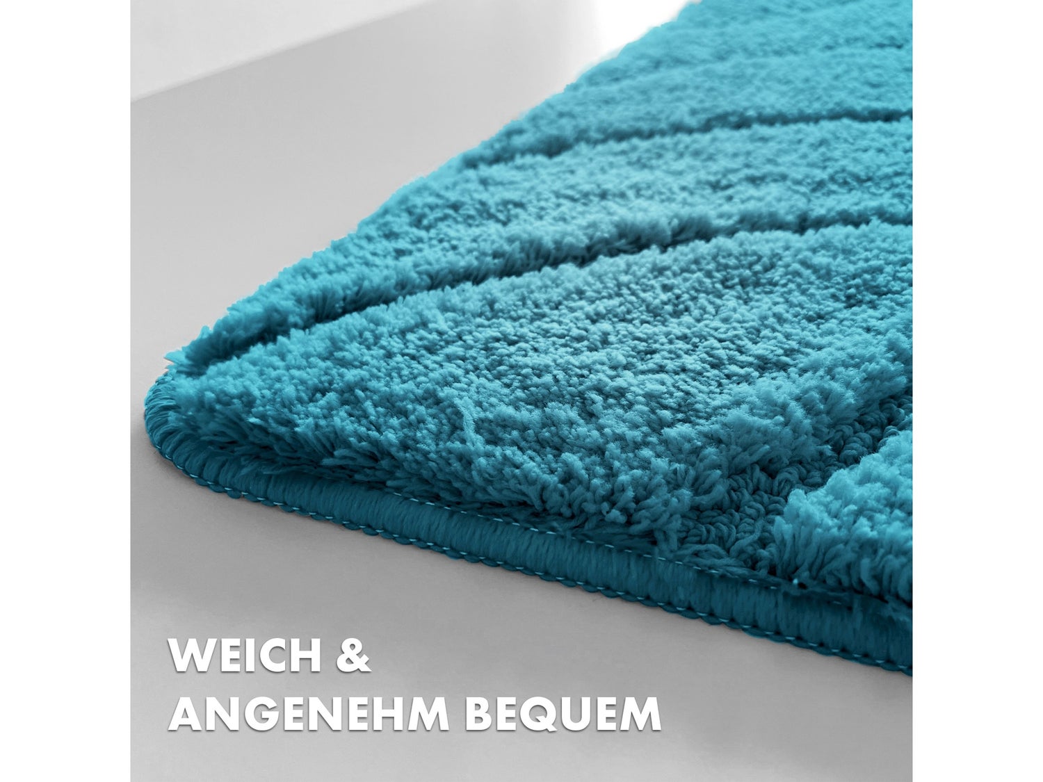 Maris badmat - Zachte badmat met bladtextuur - Turquoise / 40 x 60 cm