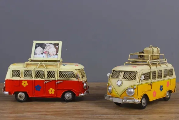Sparkasse Hippie Bus Home Deko Geschenkidee Flower Power Spardose - Rot