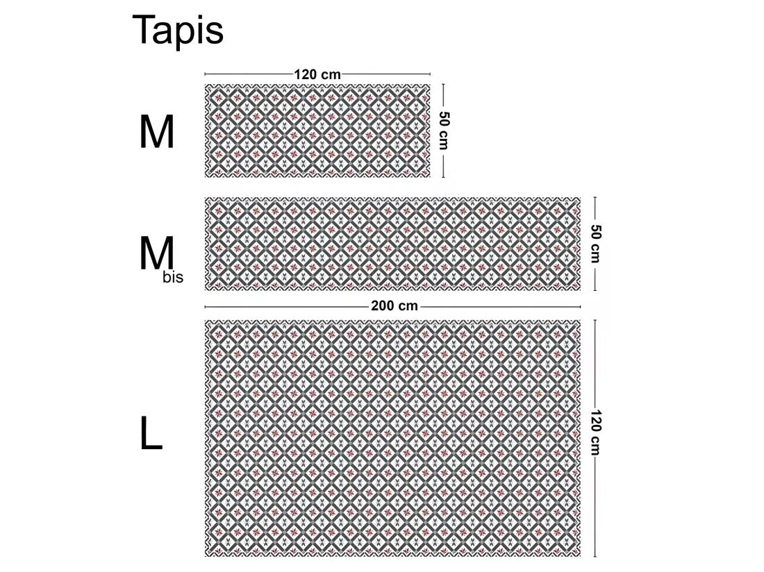 Tapis Vinyle Médium l 50xL120cm - Carreaux de ciment Victoria - Vinyle