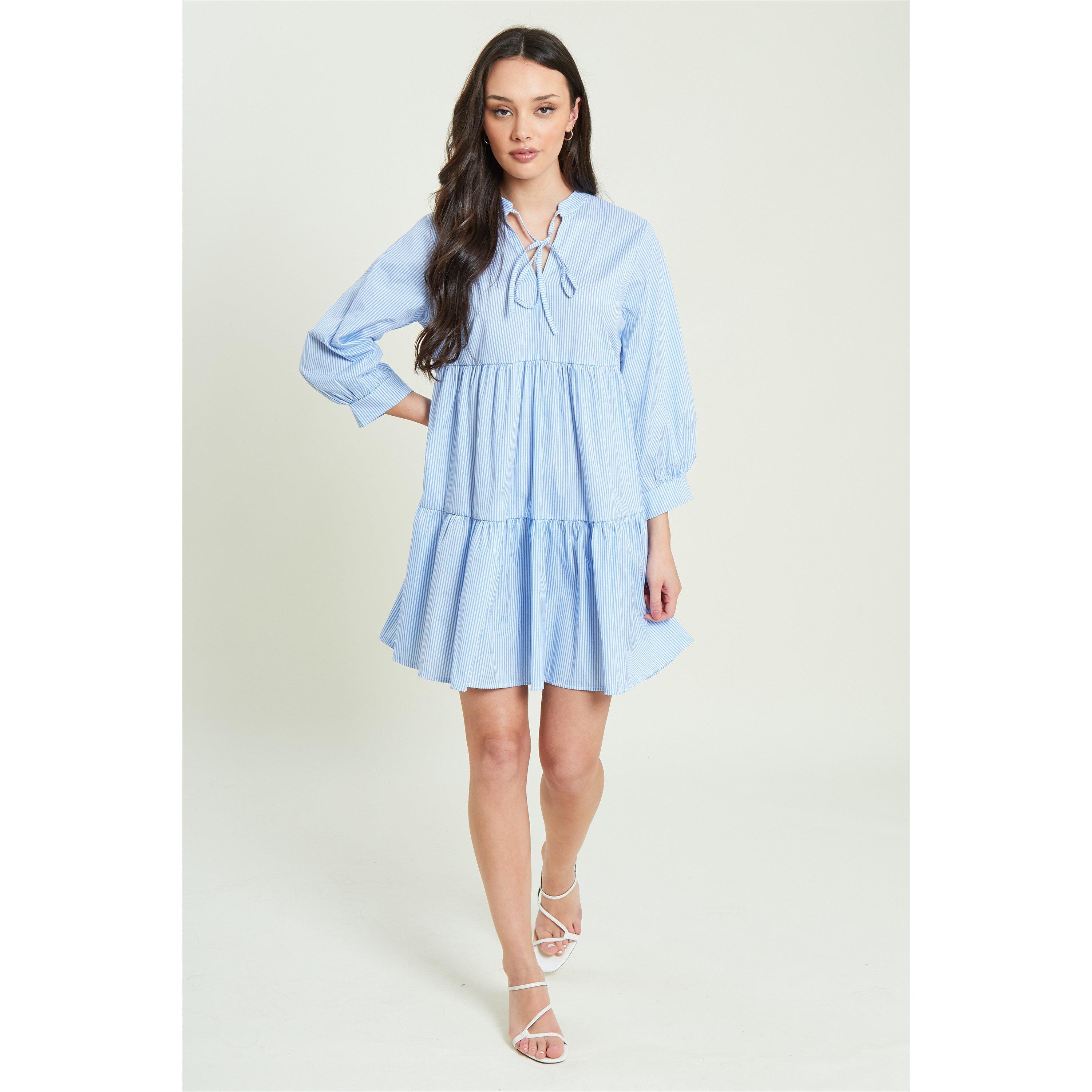 Be You Stripe Stripe Tiered Short Dress