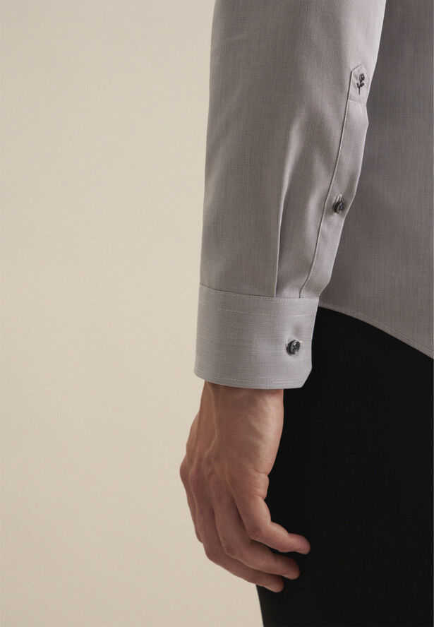 Seidensticker Business Shirt Slim Long sleeve Kent-Collar Uni Grey