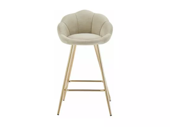 Lot de 2 tabourets en velours avec pieds dorés beige TOURMALINE