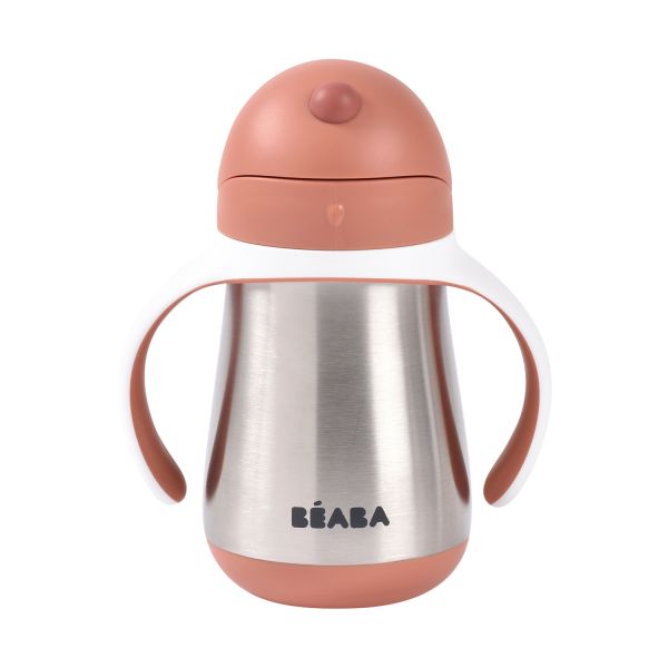 Beaba Rietjesbeker – 250 ml – RVS -  Terracotta