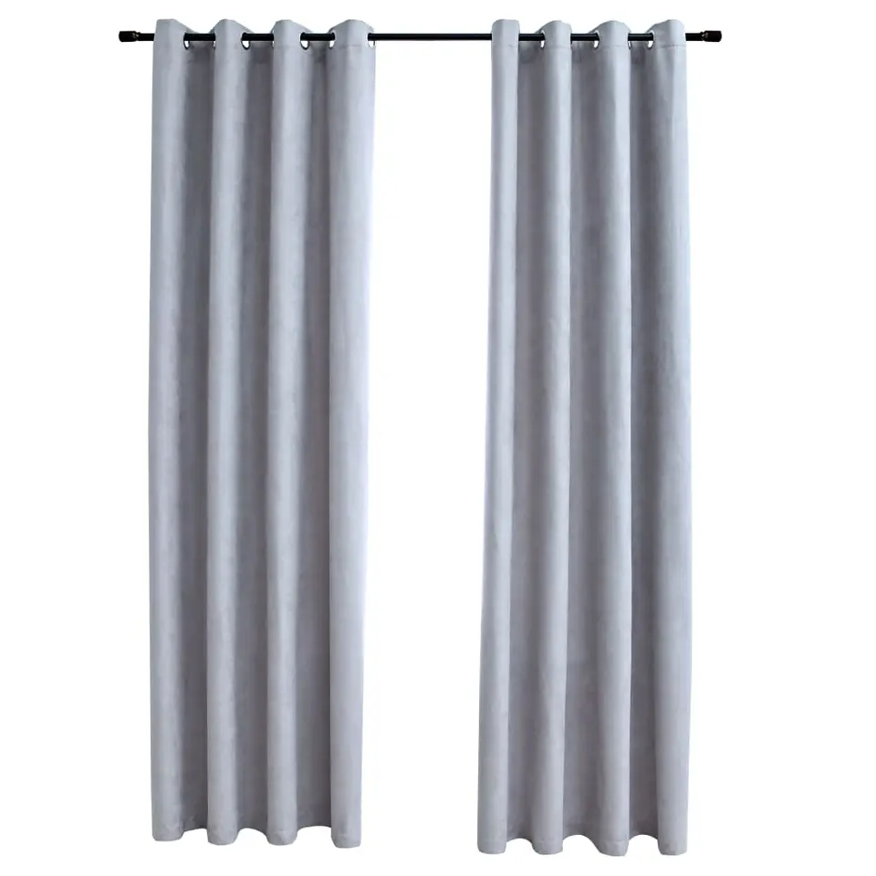 vidaXL - Gordijn - Grijs - Stof - 140 x 175 cm - 2 stuks