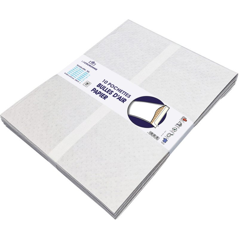 Pochette matelassée bulles de papier La Couronne kraft blanc