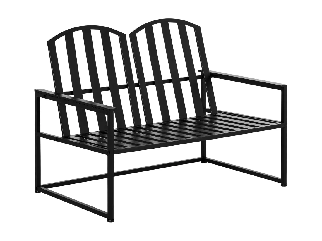 Banc de jardin design contemporain 2 places dim. 108L x 63l x 80H cm métal époxy noir
