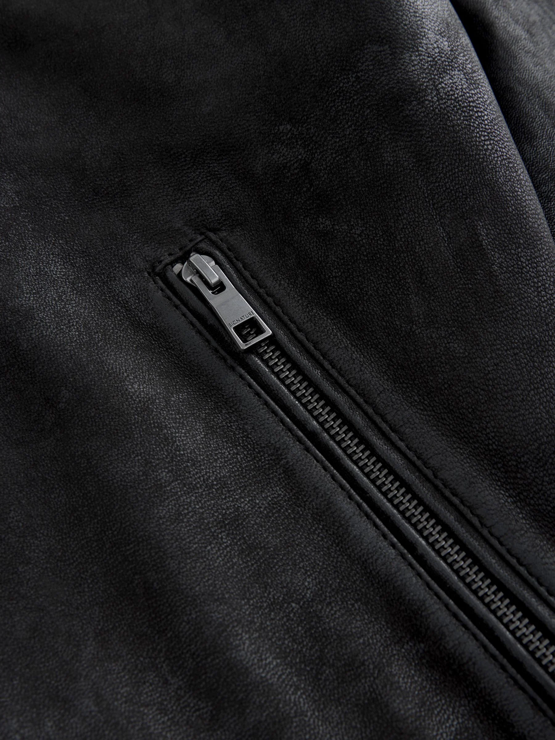 Zwart - Nubuck leren bomberjack