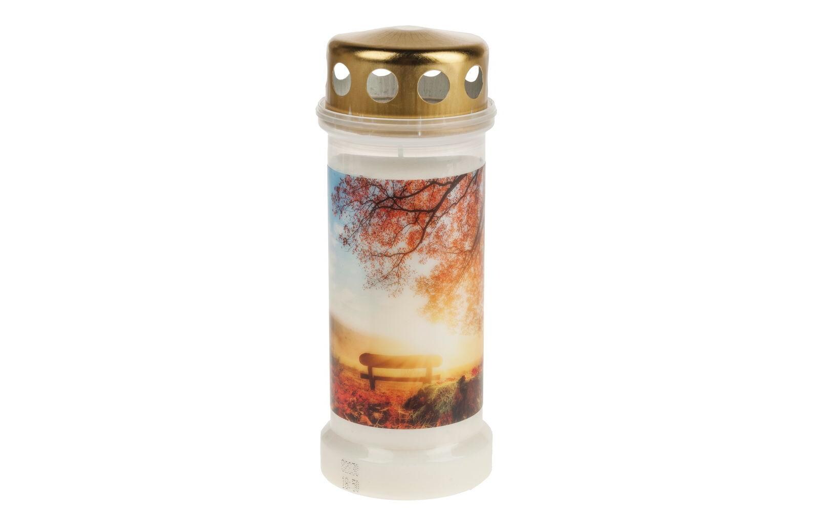 Grabkerze Ewigkeit, Herbst Ø 6.7 cmGrableuchte mit goldenem Deckel