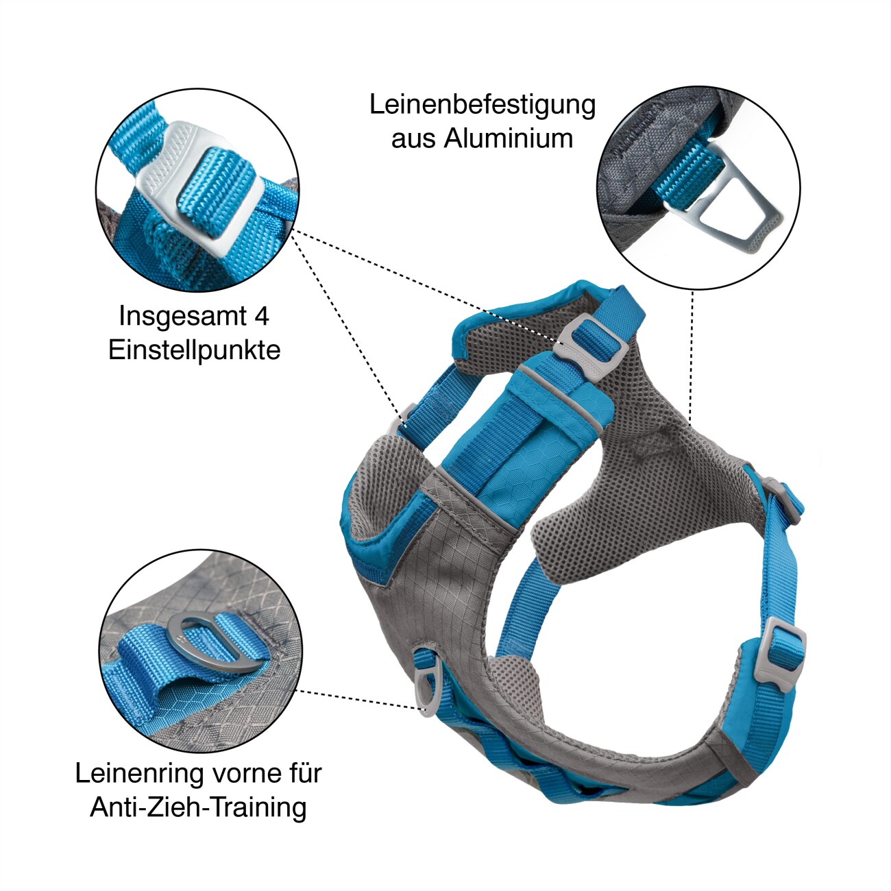 Kurgo Journey Air Hundegeschirr blau/ grau S