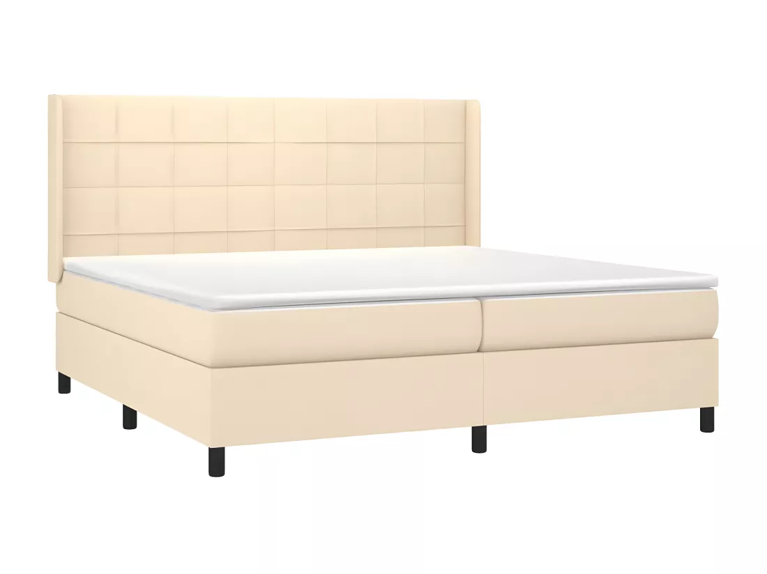 Sommier tapissier et matelas et LED Crème 200x200 cm Tissu