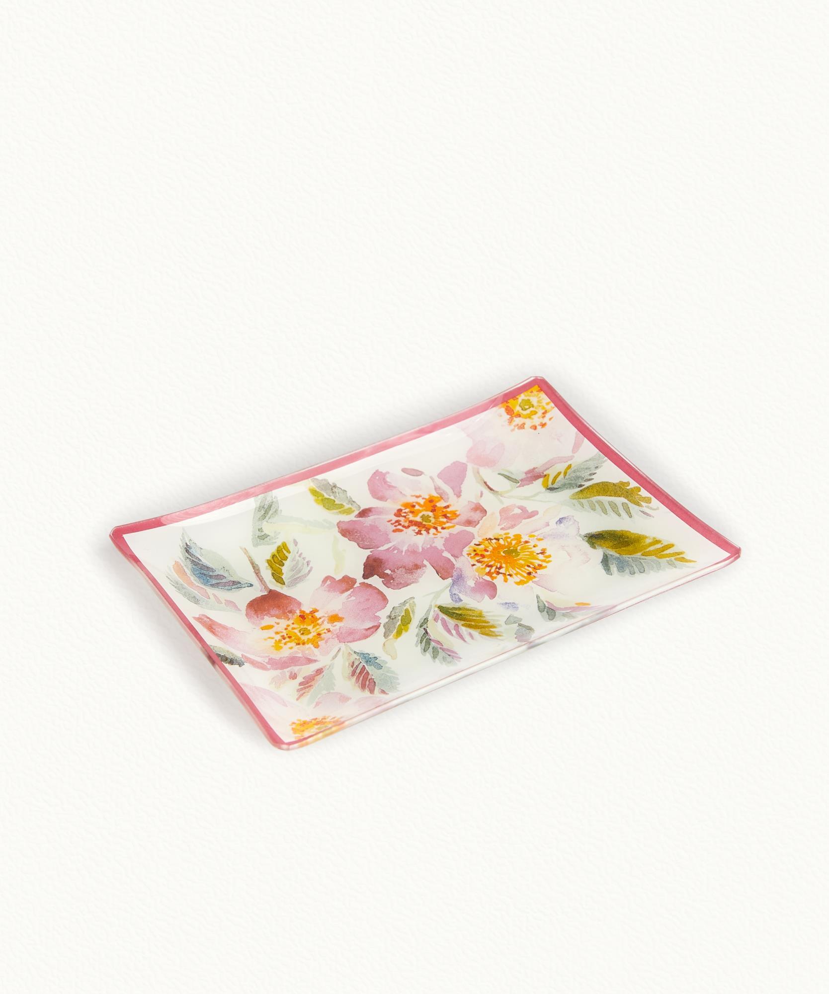 Porte savon Eglantine  Verre décoré - 10 × 14,5 cm
