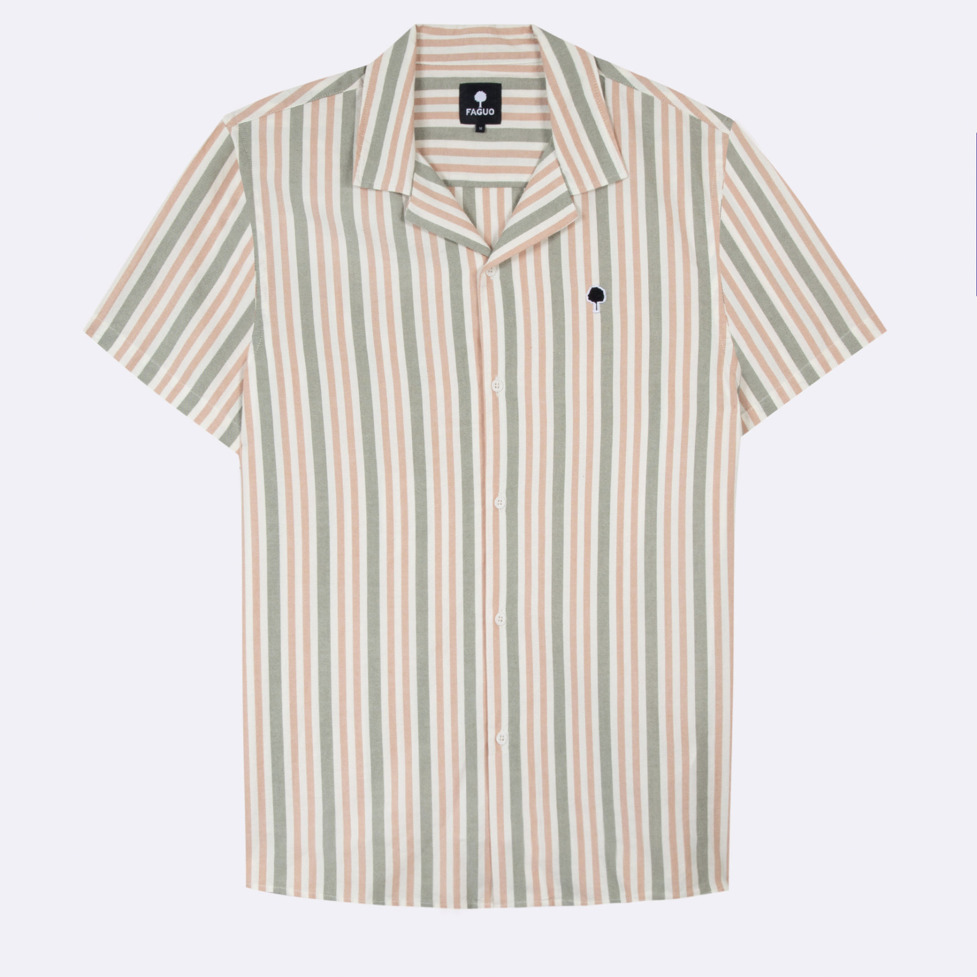 Chemise rayée kaki & terracotta coton - modèle vimy