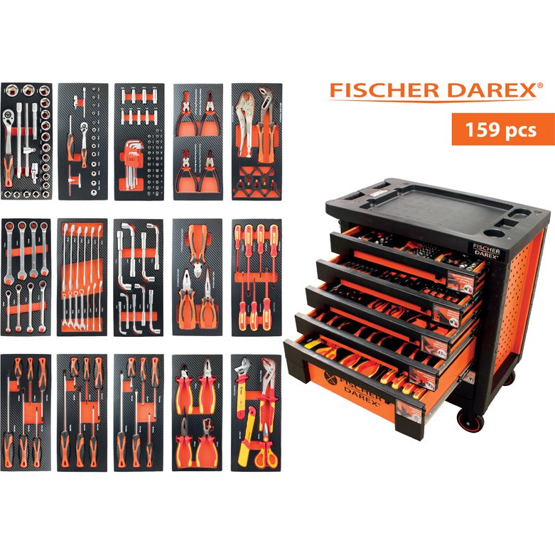 Servante d'atelier équipée 159 outils 6 tiroirs
