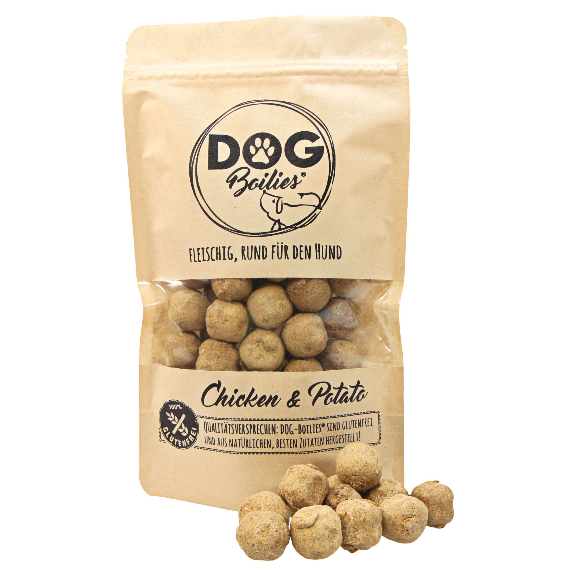 Schecker - Dog Boilies - Fisch Kartoffel  Krosse Knabberkugeln  mit Fisch