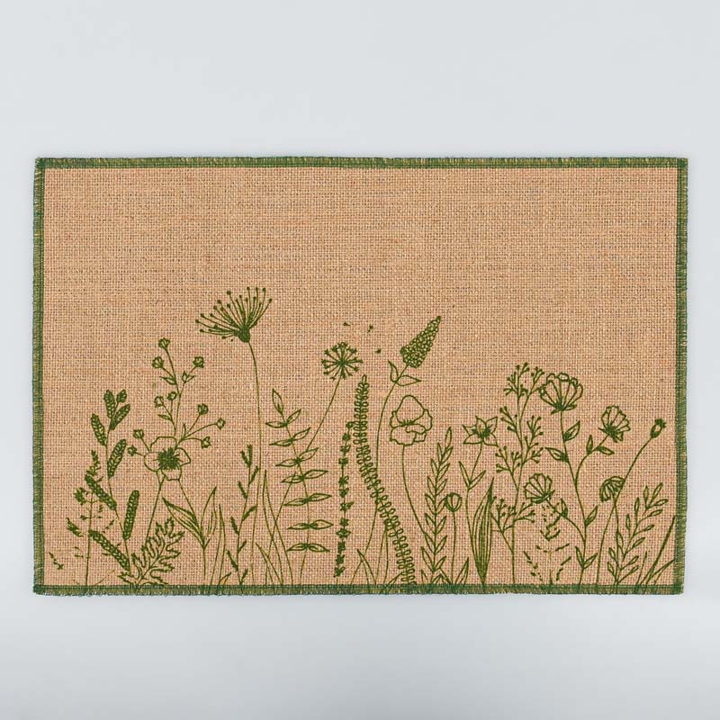 Set de table 'Florelle' vert et beige