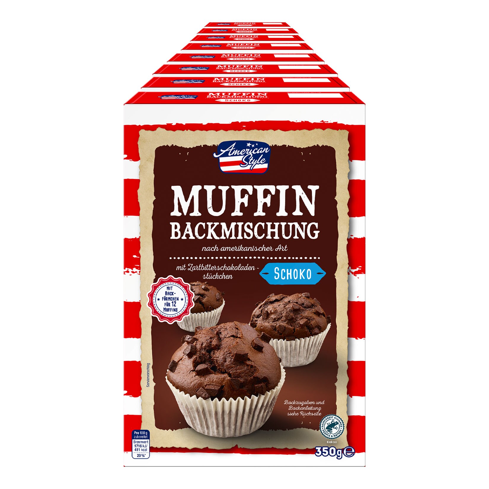 American Style Backmischung Schoko Muffins 350 g, 8er Pack