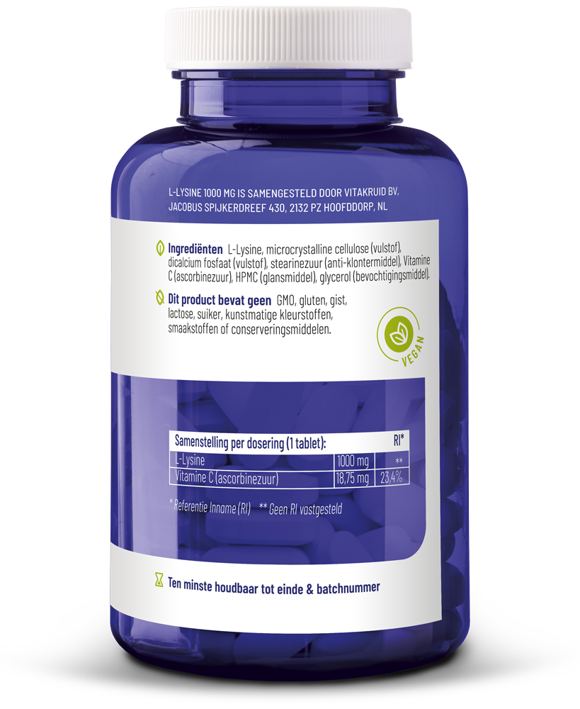 Vitakruid L-Lysine 1000Mg Met Vitamine C (90 tabletten)
