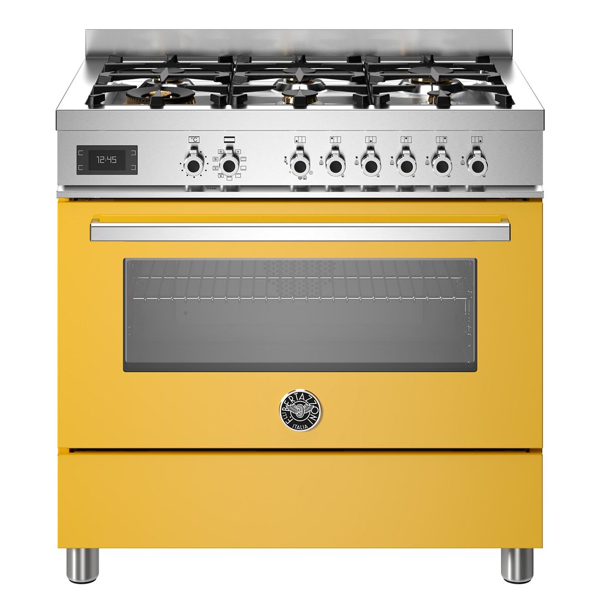 PRO96L1EGIT Professional Gasskomfyr med ovn 90 cm, Gul