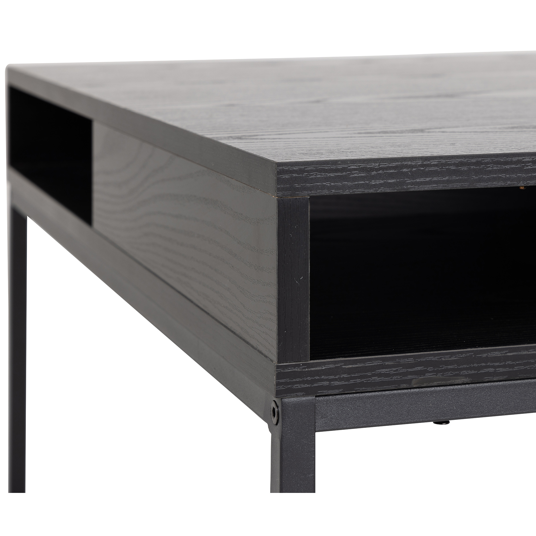 Couchtisch WILLFORD - schwarz-Esche - Ablage - 80x80 cm