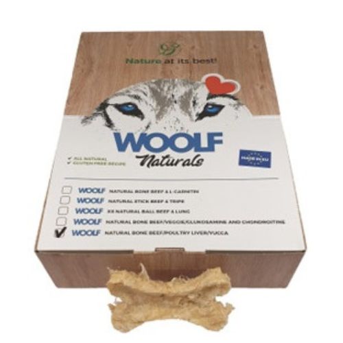 Osso de boi natural Woolf, fígado de aves e mandioca
