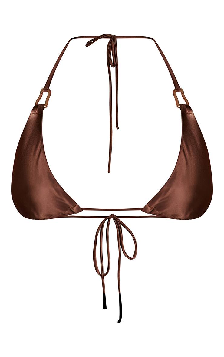 Bronze Haut De Bikini Triangle Avec Finition Brillante Et Détail Charm