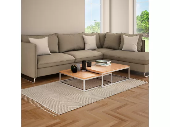 Tapis déco à franges en jute et coton 60x120cm