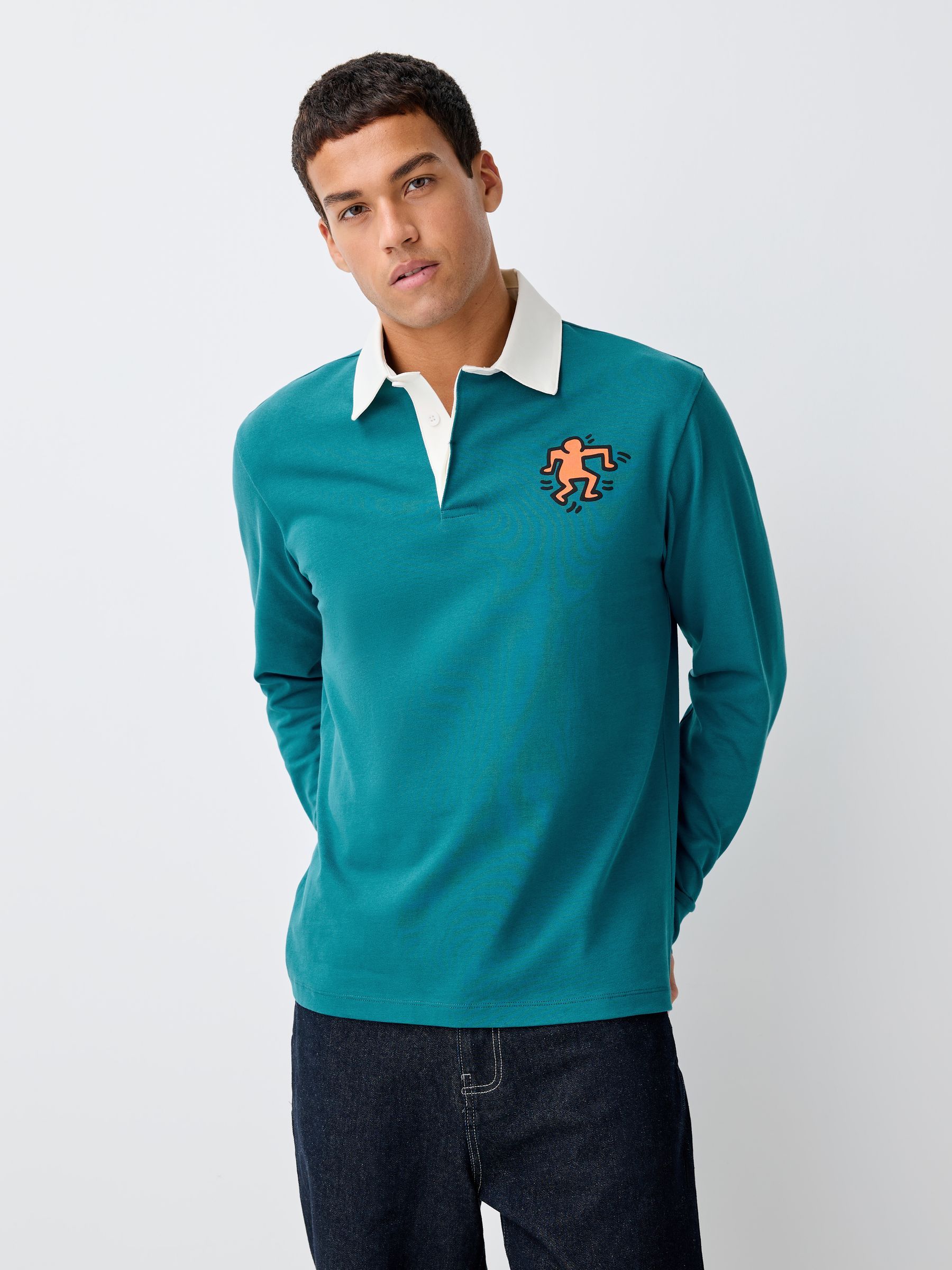 Blauwgroene Keith Haring-licentie - Rugbyshirt
