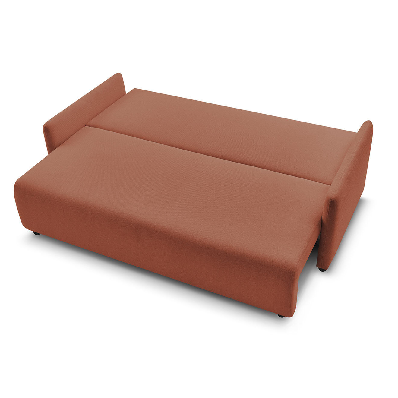 Bobochic Canapé droit convertible coffre marcel tissu lisse orange - 211x100x86 cm