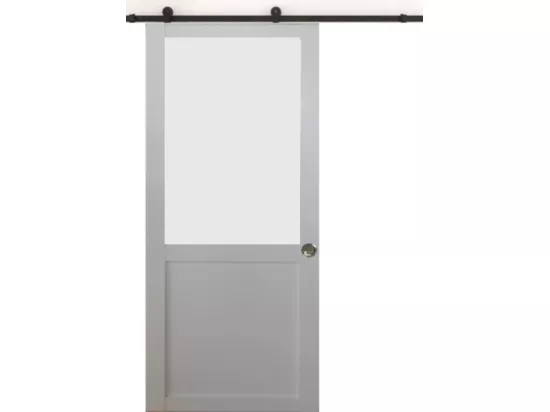 Porte Coulissante Athena Blanc H204 X L83 + Rail A Roulettes Et 2 Coquilles Gd Menuiseries