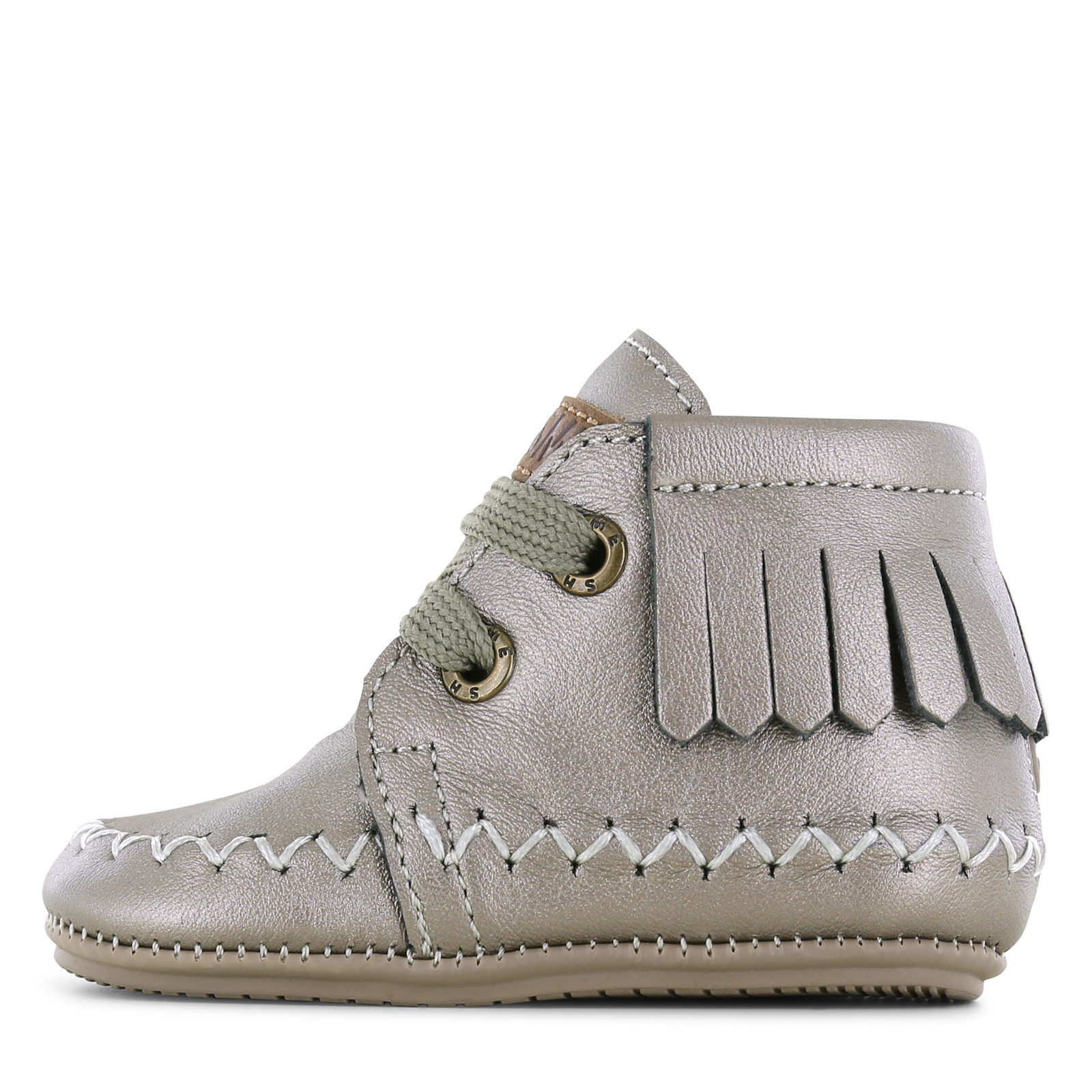 Shoesme champagne BABY-PROOF® schoentje met franjes Leer, Metallic | Meisje
