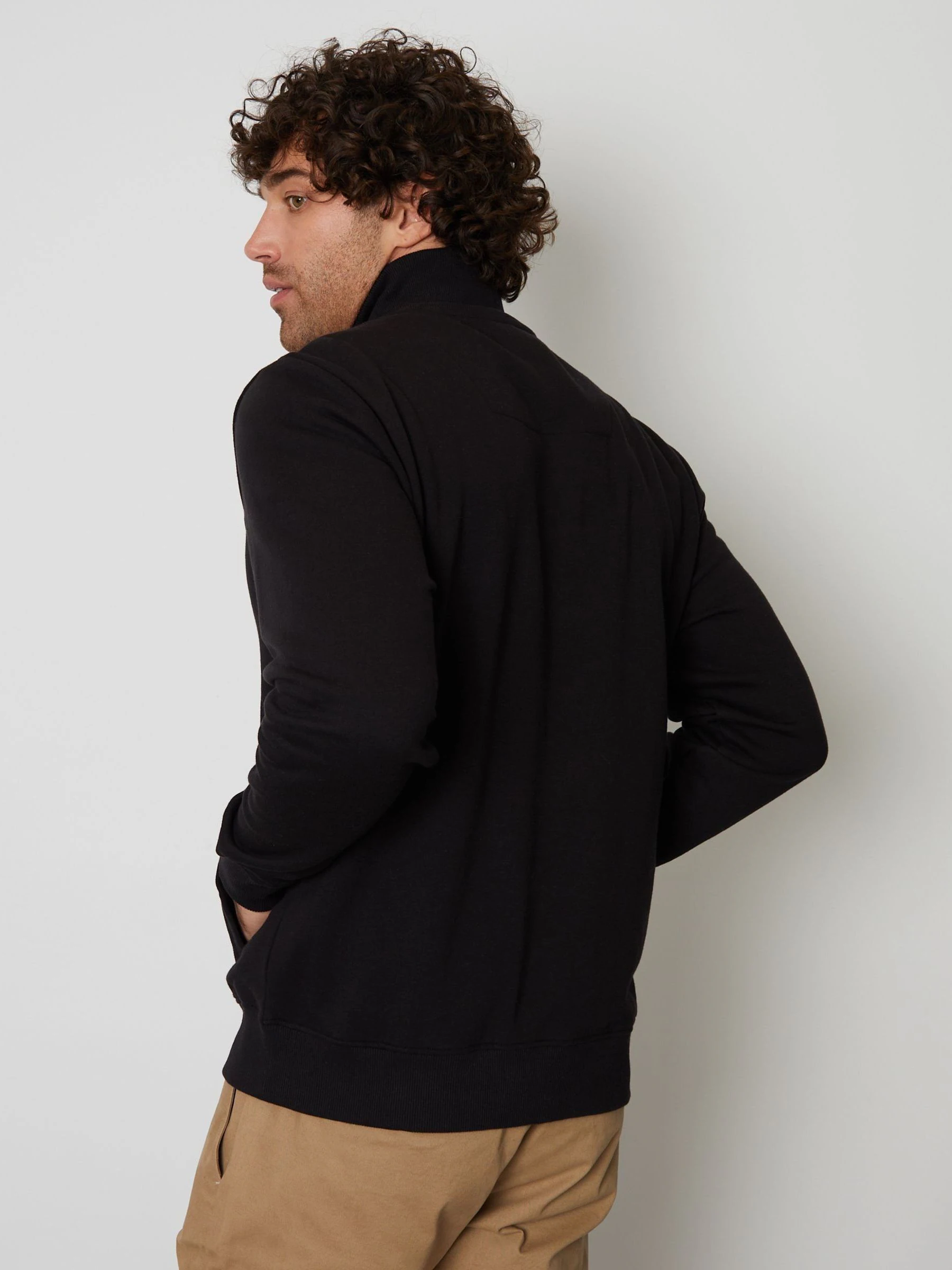 Zwart - Threadbare - Sweatshirt met korte rits aan de hals