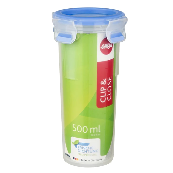 Boîte ronde Clip & Close bleu 0,5 L Emsa