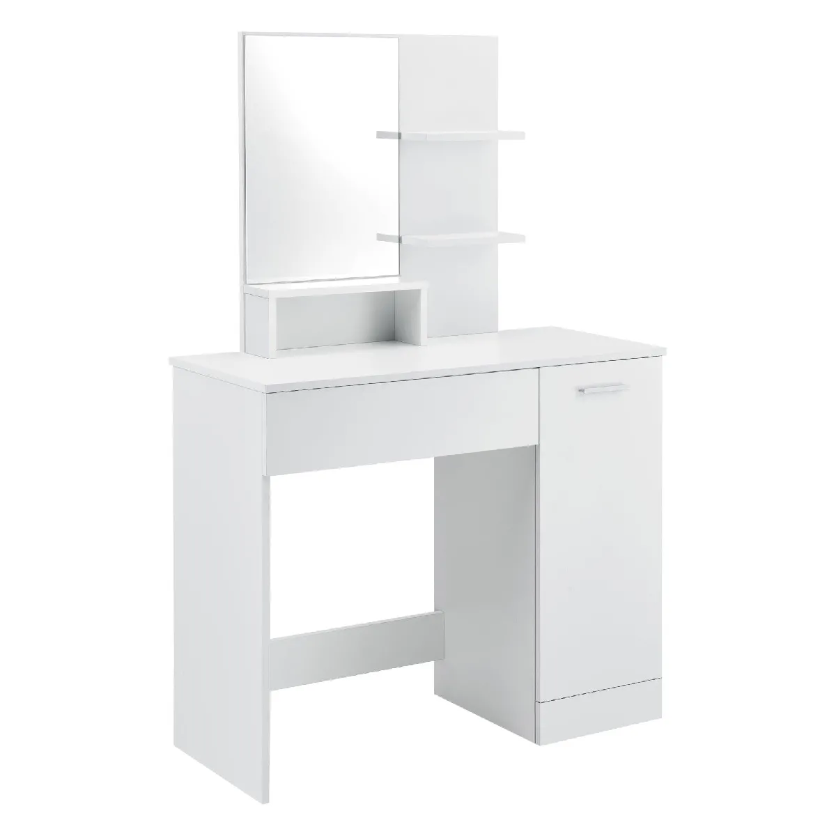 Coiffeuse avec miroir Helloshop26 - 137,5 x 90 x 38 cm - Blanc