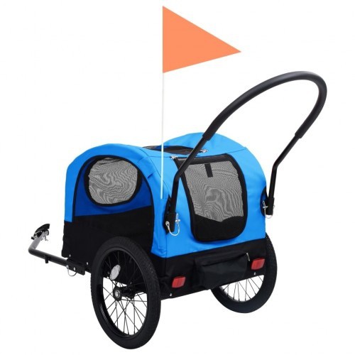 Reboque azul para bicicletas para animais de estimação