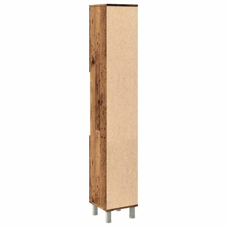 vidaXL - Kolomkast met 2 deuren 2 vakken oud hout - Bewerkt hout - 30x30x179 cm